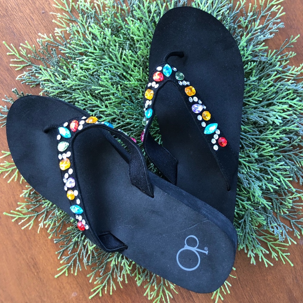 Jeweled OP thong wedges